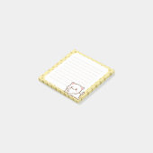 かわいいおこりんぼ猫の黄色い水玉模様の罫線付箋紙 ポストイット (アングル)