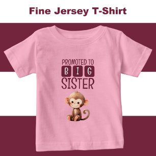 かわいいおさるの大きいお姉さん ピンク ベビーTシャツ