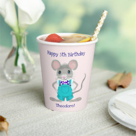 かわいいおしゃれなネズミのオーダーメイド誕生日 紙コップ