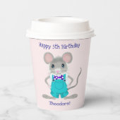 かわいいおしゃれなネズミのオーダーメイド誕生日 紙コップ (裏面)