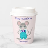 かわいいおしゃれなネズミのオーダーメイド誕生日 紙コップ (正面)