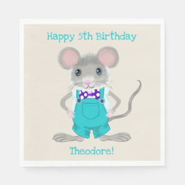 かわいいおしゃれなネズミのオーダーメイド 誕生日 スタンダードランチョンナプキン
