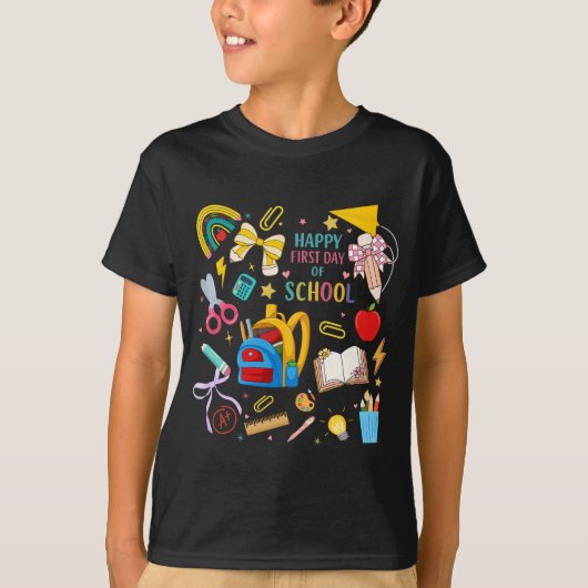 かわいいおしゃれな学校のイラスト 入学おめでとう Tシャツ (正面)
