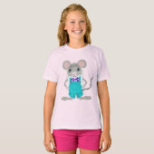 かわいいおしゃれな小さなねずみ Tシャツ (正面フル)