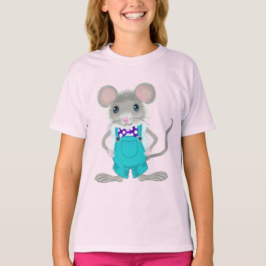 かわいいおしゃれな小さなねずみ Tシャツ (正面)