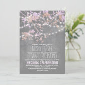 かわいいおしゃれな結婚式の招待状(ストリングライト付き) 招待状 (スタンド正面)