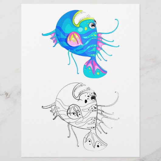 かわいいおしゃれな魚のぬりえページ チラシ (正面)