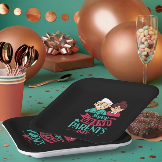 かわいいおじいちゃんのお母さんの日の言葉のアート  ペーパープレート (複数)