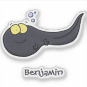 かわいいおたまじゃくしの漫画イラスト シール (正面)