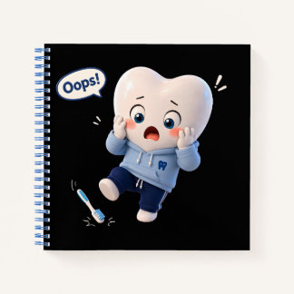 かわいいおっとっと歯のキャラクター ブラック スパイラルノート ノートブック