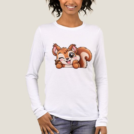 かわいいおてて隠しリス トライブレンドTシャツ (正面)