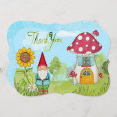 かわいいおとぎ話の小妖精や小人の格言およびきのこは感謝していしています サンキューカード (正面/裏面)