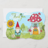 かわいいおとぎ話の小妖精や小人の格言およびきのこは感謝していしています サンキューカード (正面)