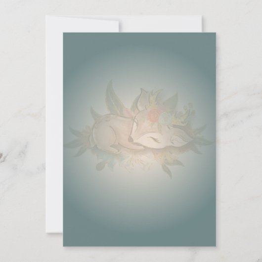 かわいいおとぎ話の森の鹿の動物のベビーシャワー 招待状 (裏面)