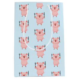 かわいいおなかがすいたブタ ミディアムペーパーバッグ