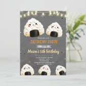 かわいいおにぎりの誕生日パーティーの招待状 招待状 (スタンド正面)