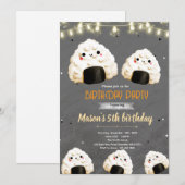 かわいいおにぎりの誕生日パーティーの招待状 招待状 (正面/裏面)