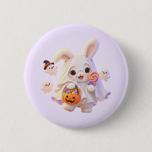 かわいいおばけうさぎのハロウィンボタンピン
