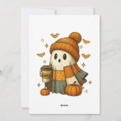 かわいいおばけがコーヒーを飲むハロウィン シーズンカード (裏面)