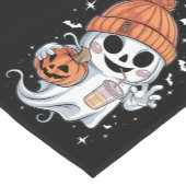 かわいいおばけがコーヒーを飲む ハロウィン アイスコーヒー ショートテーブルランナー (コーナー)