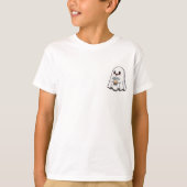 かわいいおばけがボバティーを持った子供 Tシャツ (正面)