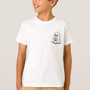 かわいいおばけがボバティーを持った子供 Tシャツ