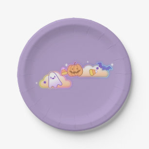 かわいいおばけとかぼちゃとコウモリのハロウィン紙皿 ペーパープレート