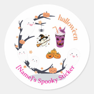 かわいいおばけとかぼちゃのパステルハロウィン定番デザイン ラウンドシール