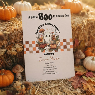 かわいいおばけとかぼちゃの秋のハロウィンベビーシャワー 招待状