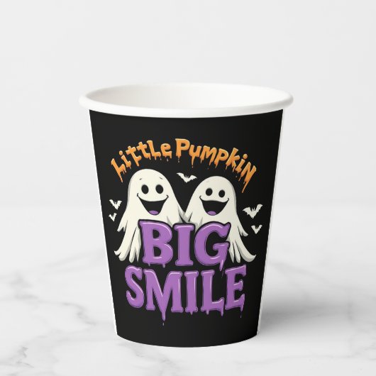 🎃👻 かわいいおばけとこうもりのハロウィンパーティー🦇✨ 紙コップ (正面)