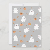 かわいいおばけとカボチャのグレーハロウィンパーティー 招待状 (裏面)