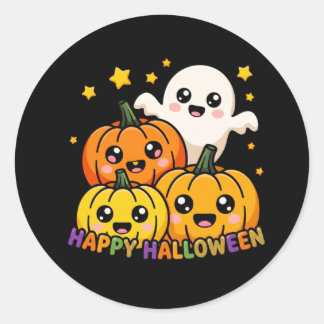 かわいいおばけとカボチャのハロウィンステッカー ラウンドシール