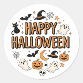 かわいいおばけとカボチャのハロウィンパーティー ラウンドシール