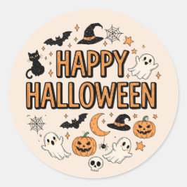 かわいいおばけとカボチャのハロウィンパーティー ラウンドシール