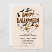 かわいいおばけとカボチャのハロウィンパーティー 招待状 (正面)