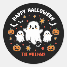 かわいいおばけとカボチャのハロウィン ラウンドシール