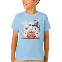 かわいいおばけとカボチャの子供用ハロウィンTシャツ –