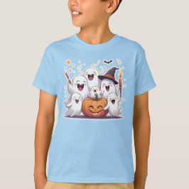 かわいいおばけとカボチャの子供用ハロウィンTシャツ – Tシャツ