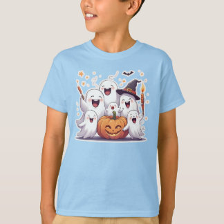 かわいいおばけとカボチャの子供用ハロウィンTシャツ – Tシャツ