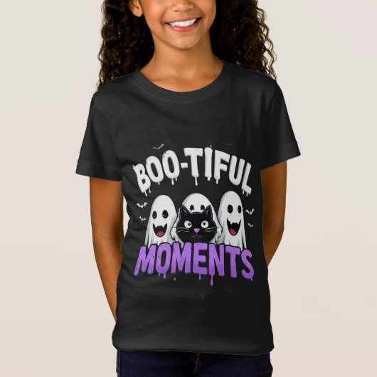 🌙👻 かわいいおばけとコウモリのハロウィーン🎃✨ Tシャツ (正面)