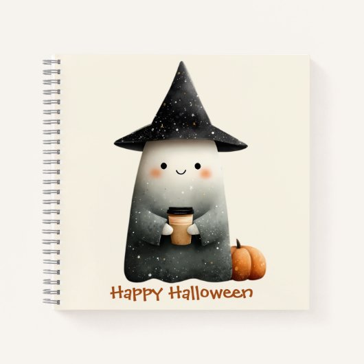 かわいいおばけとコーヒー ハロウィン ノートブック (正面)