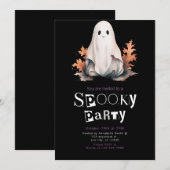 かわいいおばけと紅葉のハロウィンパーティー 招待状 (正面/裏面)