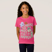 かわいいおばけと魔法の本のハロウィーン女子Tシャツ Tシャツ (正面フル)
