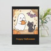 かわいいおばけと黒猫のハロウィン 招待状 (スタンド正面)