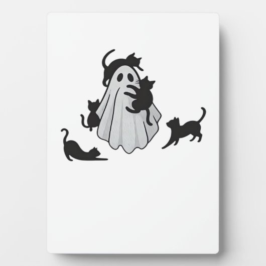 かわいいおばけと黒猫 クラシックTシャツ フォトプラーク (正面)