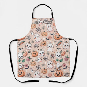 かわいいおばけのかぼちゃのハロウィンオレンジ柄 エプロン