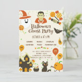 かわいいおばけのかぼちゃコウモリの子供たちのハロウィンパーティー 招待状 (スタンド正面)