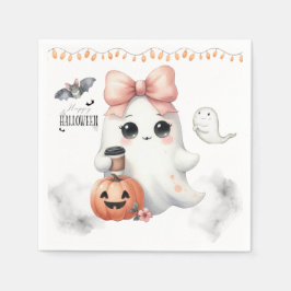 かわいいおばけのかぼちゃコウモリハロウィン スタンダードカクテルナプキン
