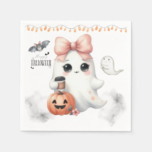 かわいいおばけのかぼちゃコウモリハロウィン スタンダードカクテルナプキン