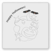 かわいいおばけのかぼちゃコウモリ ハロウィンを彩ろう シール (正面)